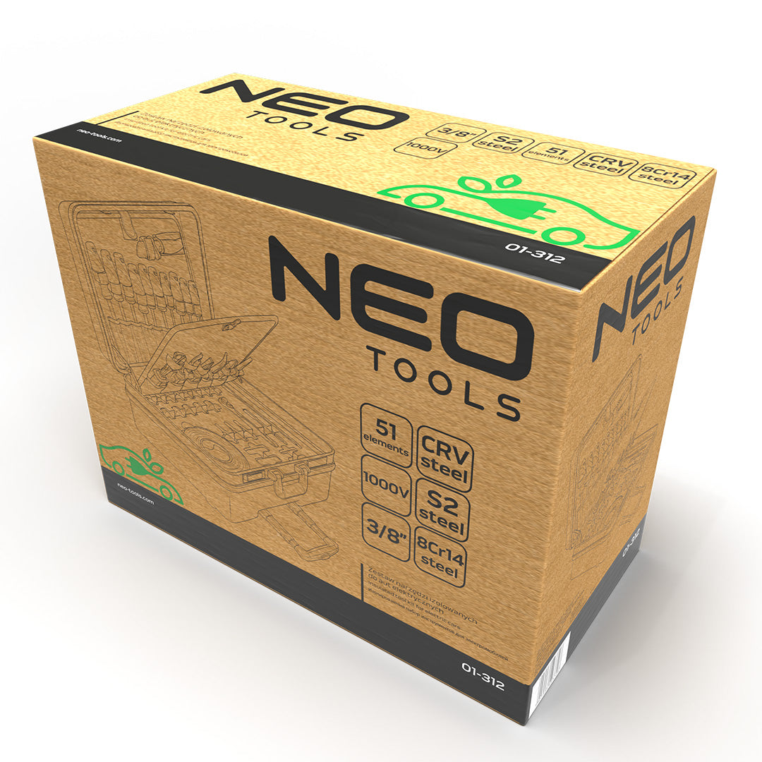 Izolovaná sada náradia na opravu elektrických a hybridných automobilov 51 el. od NEO TOOLS nájdeš na naravis.sk