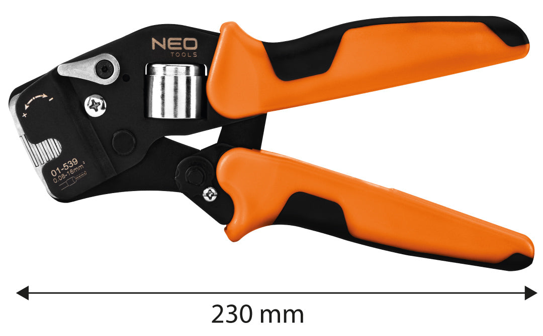 Krimpovacie kliešte CRV 230 mm, samonastavovacie 0,08 -16 mm2, AWG 26-5 od NEO TOOLS nájdeš na naravis.sk