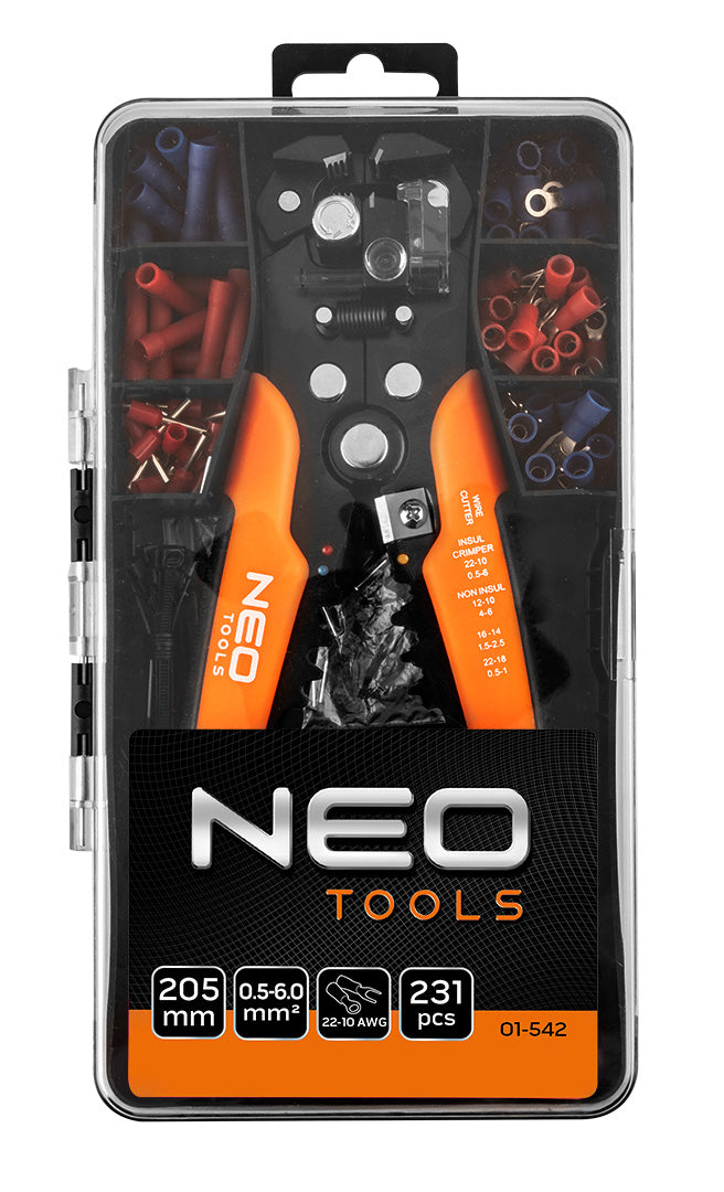 Automatický odizolovač káblov 200 mm, čelný + konektory od NEO TOOLS nájdeš na naravis.sk