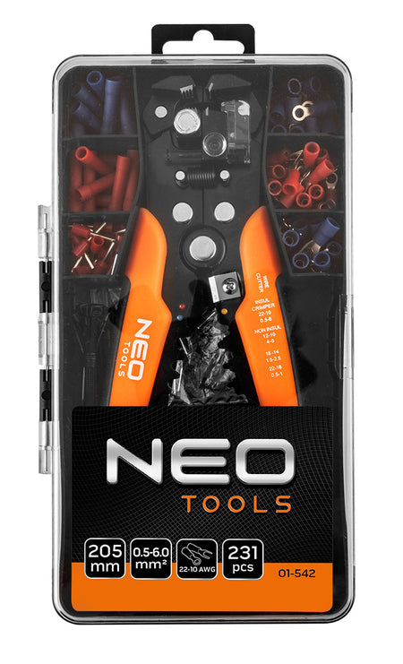 Automatický odizolovač káblov 200 mm, čelný + konektory od NEO TOOLS nájdeš na naravis.sk