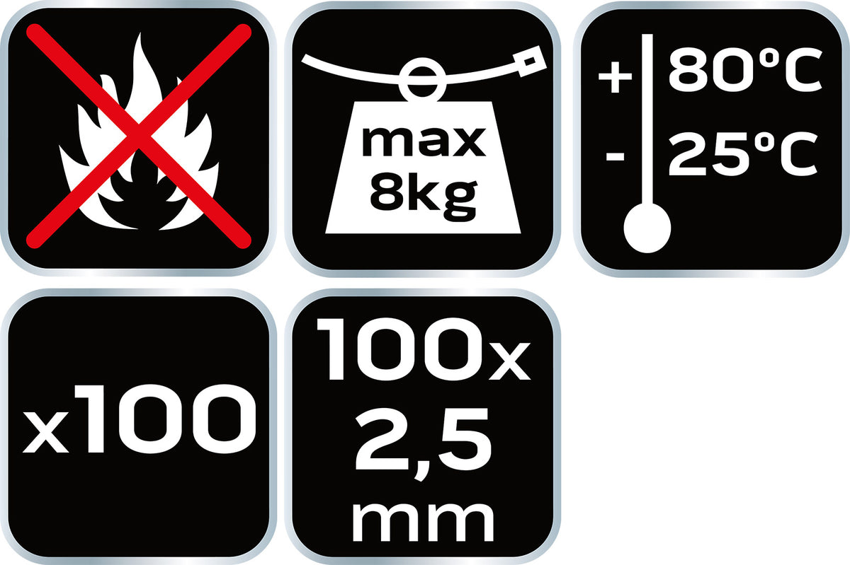 Sťahovacie pásky 2.5 x 100 mm, biely 100 ks od NEO TOOLS nájdeš na naravis.sk