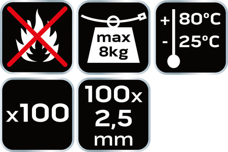 Sťahovacie pásky 2.5 x 100 mm, biely 100 ks od NEO TOOLS nájdeš na naravis.sk