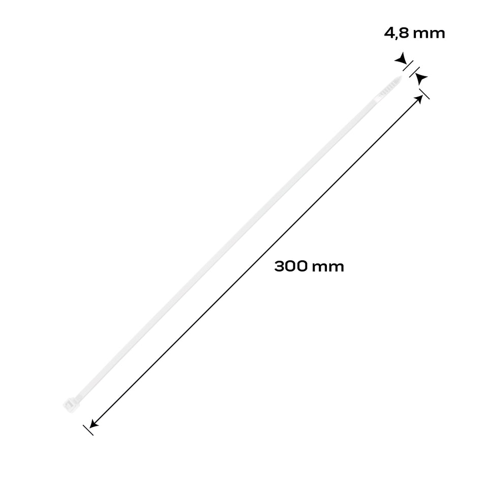 Káblové pásky EXTREME 4,8 × 300 mm, biele, 100 ks. od NEO TOOLS nájdeš na naravis.sk