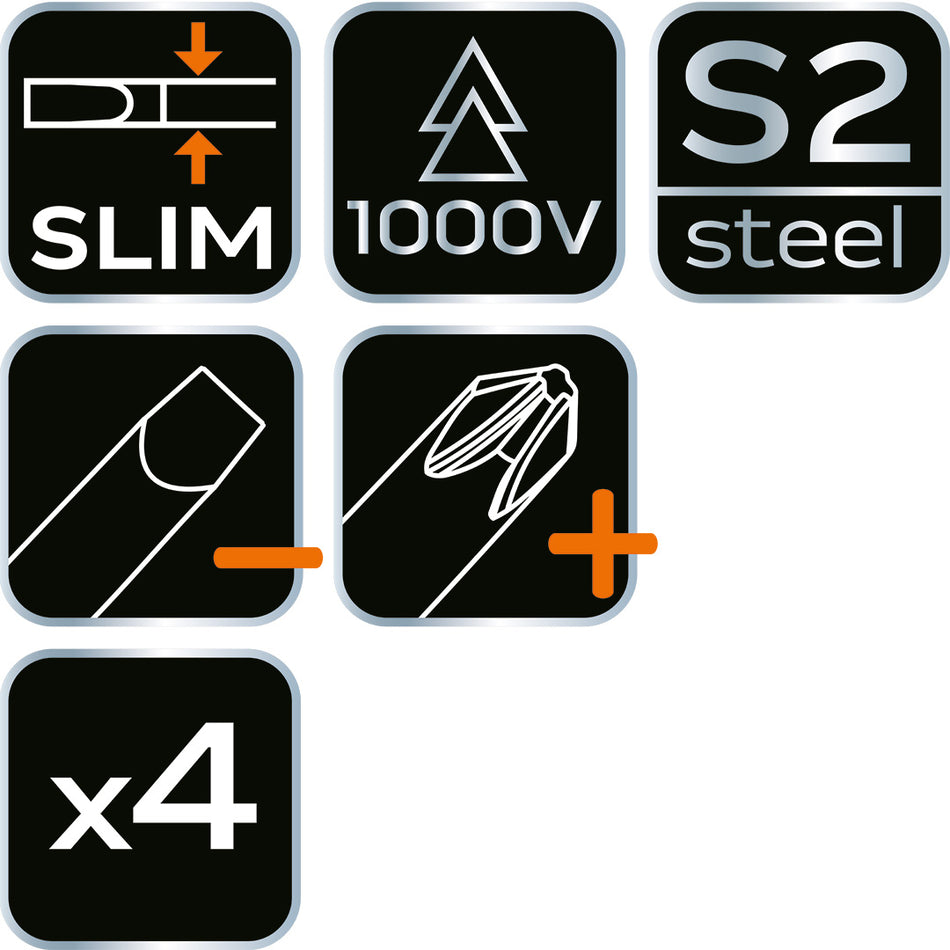 Skrutkovače 1000 V, sada 4 kusov, tenké od NEO TOOLS nájdeš na naravis.sk