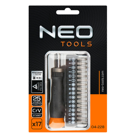 Skrutkovače, 17 dielna sada bitov od NEO TOOLS nájdeš na naravis.sk