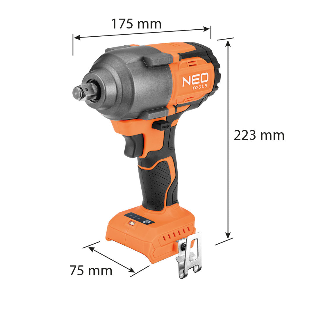 Bezkartáčový rázový kľúč 18 V, 850 Nm, ½", Energy+, bez batérie od NEO TOOLS nájdeš na naravis.sk
