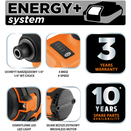 Bezkartáčový rázový uťahovák 18V, 300Nm, šesťhran ¼", kompaktný, Energy+, bez batérie od NEO TOOLS nájdeš na naravis.sk