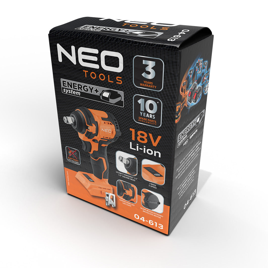 Bezkartáčový rázový kľúč 18 V, 350 Nm, ½", kompaktný, Energy+, bez batérie od NEO TOOLS nájdeš na naravis.sk