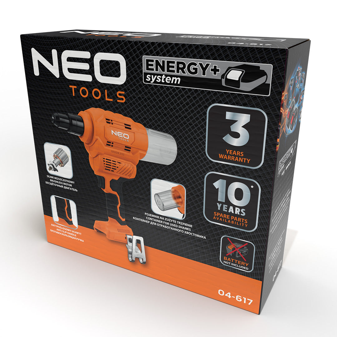 Nitovačka 18V E+, bez batérie od NEO TOOLS nájdeš na naravis.sk