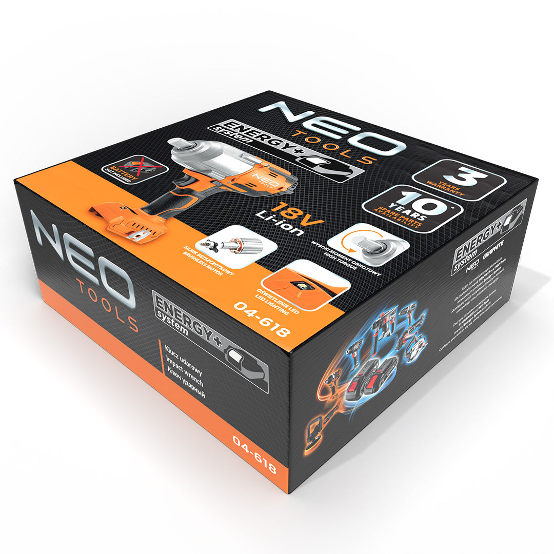 Rázový kľúč, bezkartáčový. 1100Nm Akumulátorový náradie Energy+ 18V od NEO TOOLS nájdeš na naravis.sk