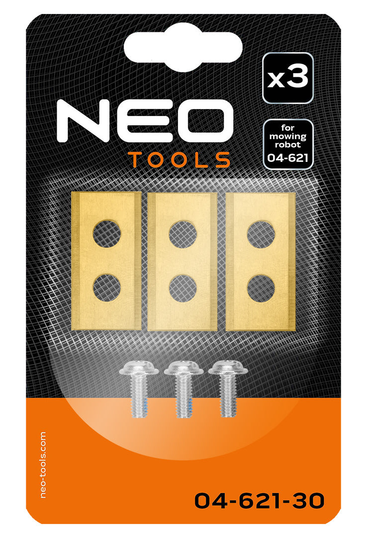 Sada titánom potiahnutých nožov pre robotickú kosačku 04-621 3 ks. od NEO TOOLS nájdeš na naravis.sk