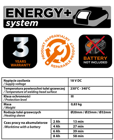 Zváračka rúr Energy+ 18V, bez batérie od NEO TOOLS nájdeš na naravis.sk