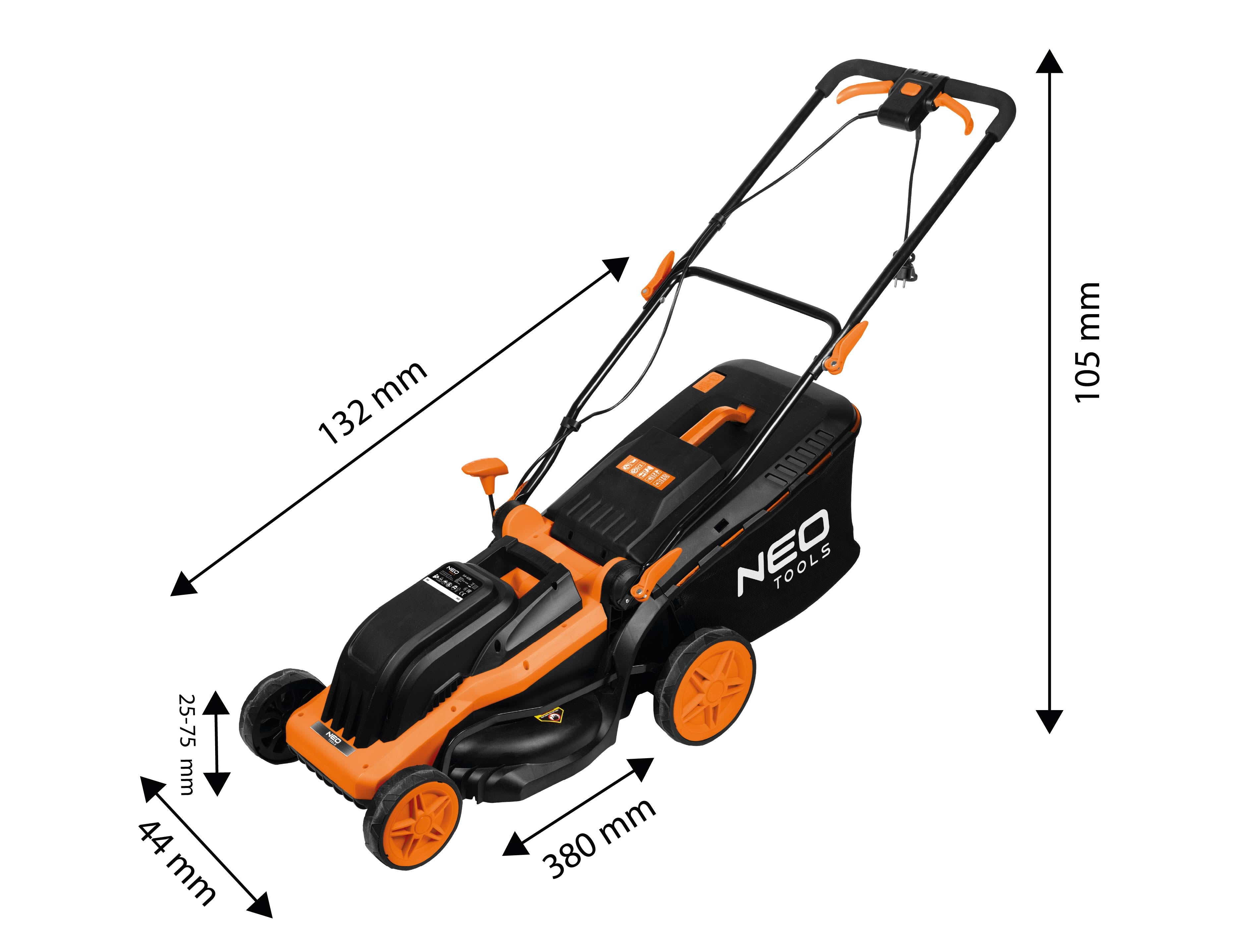 Kosačka 1600W 380mm, 45L kôš od NEO TOOLS nájdeš na naravis.sk