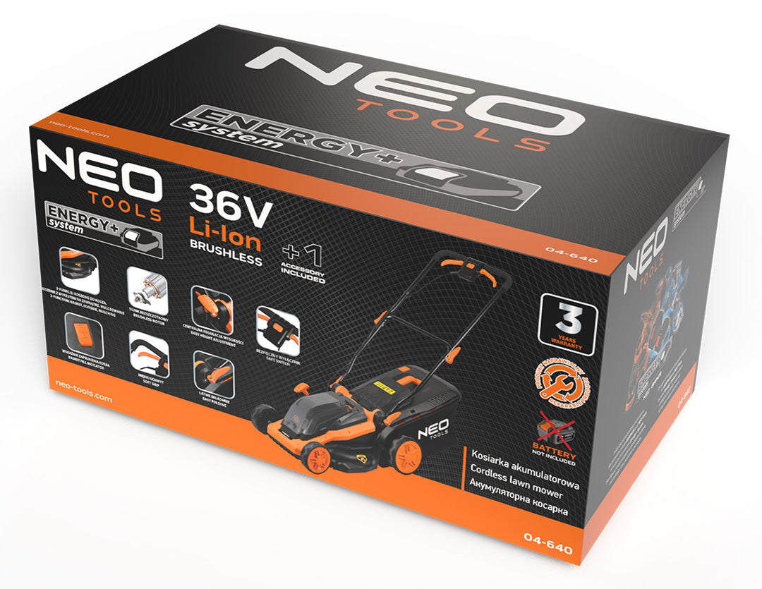 Bezkartáčová kosačka 36V E+ 380 mm, kôš 45 l, bez batérie od NEO TOOLS nájdeš na naravis.sk