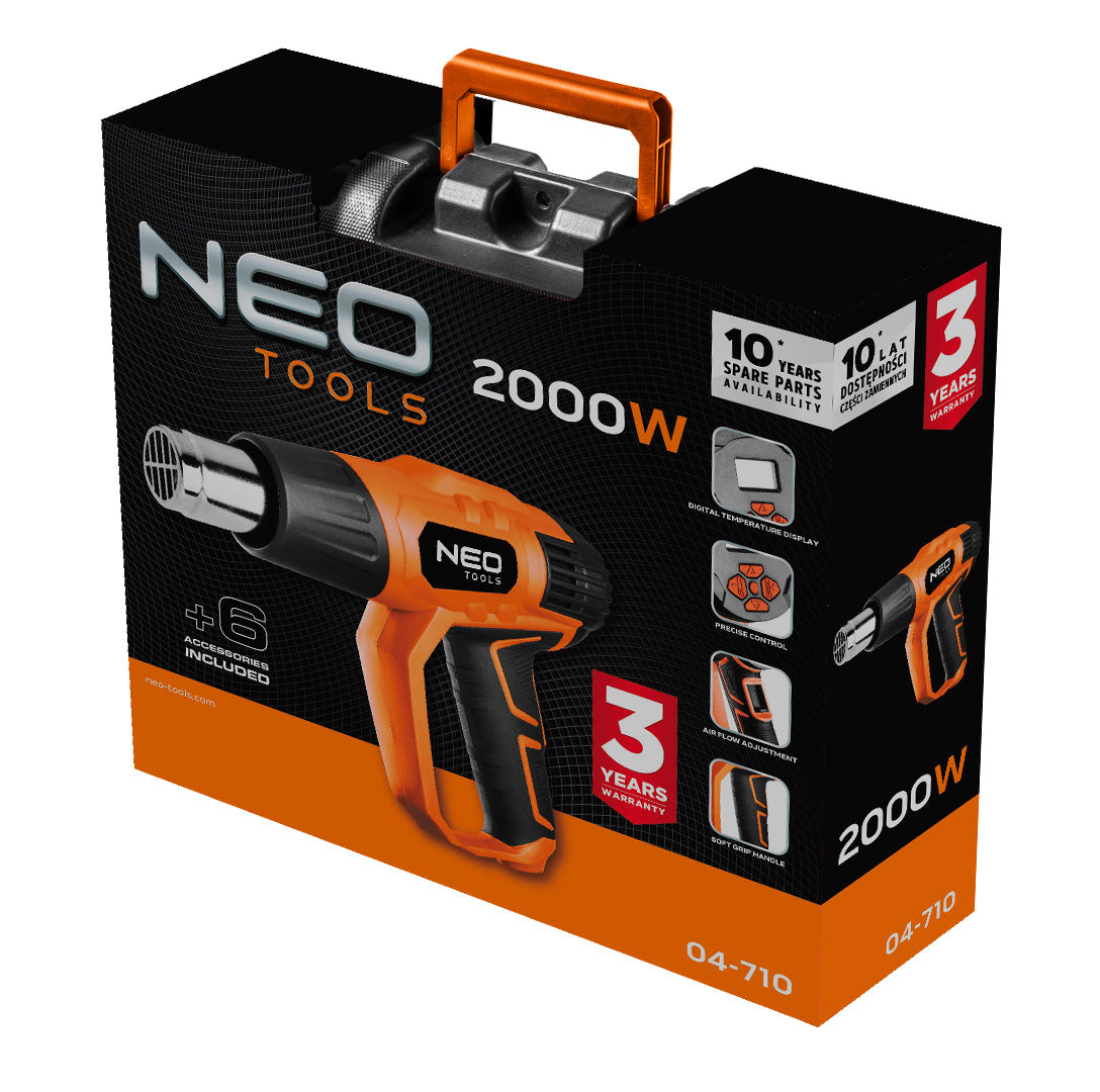 Teplovzd. pištoľ, 2000 W, tep. rozsah: I: 50ºC, II: 70-600ºC od NEO TOOLS nájdeš na naravis.sk