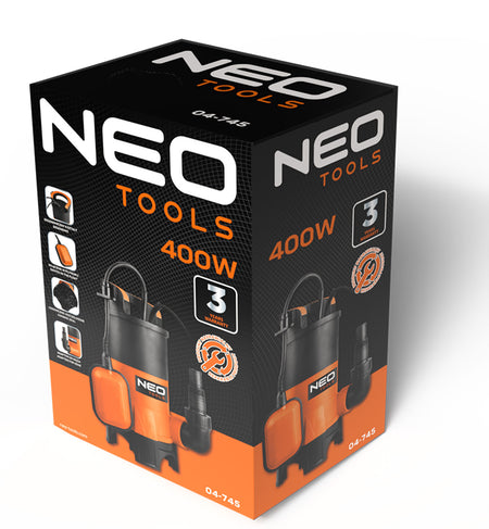 Ponorné čerpadlo na špinavú vodu 400 W, 8000 l/h od NEO TOOLS nájdeš na naravis.sk