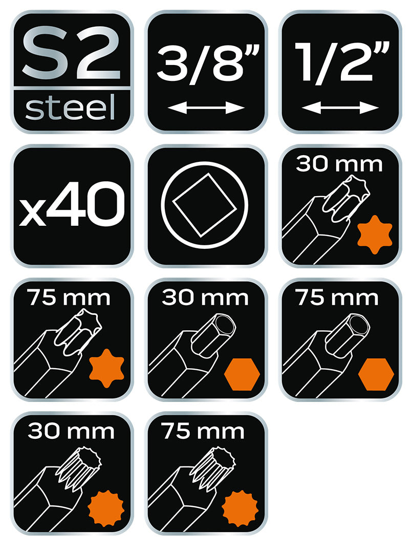 Skrutkovacie nástavce súprava 40 ks od NEO TOOLS nájdeš na naravis.sk
