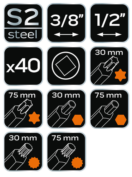 Skrutkovacie nástavce súprava 40 ks od NEO TOOLS nájdeš na naravis.sk