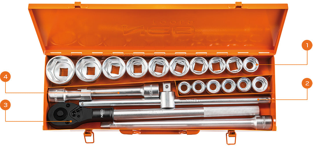 Gola sada 3/4", 21 ks sada od NEO TOOLS nájdeš na naravis.sk