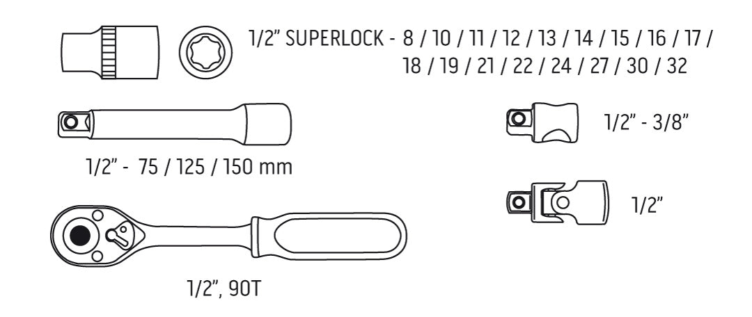 Gola sada 1/2", 23 ks sada od NEO TOOLS nájdeš na naravis.sk
