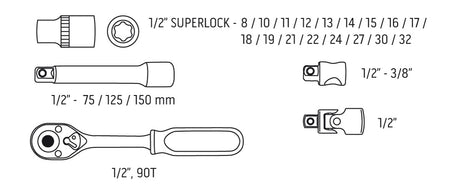 Gola sada 1/2", 23 ks sada od NEO TOOLS nájdeš na naravis.sk