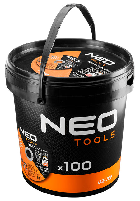 Rezné kotúče na kov/INOX 125 x 1,0 x 22,2 mm, 41 A60-S-BF, 100 ks vedro. Vyrobené v PL od NEO TOOLS nájdeš na naravis.sk