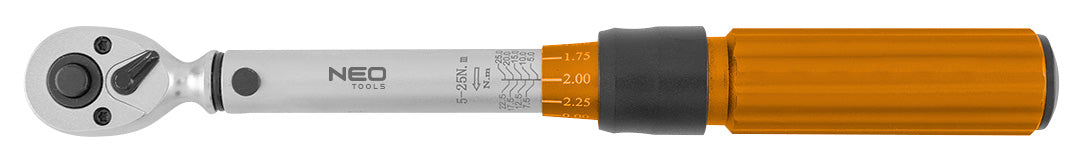 Momentový kľúč 1/4 ", 5-25 Nm, sada 21 ks od NEO TOOLS nájdeš na naravis.sk