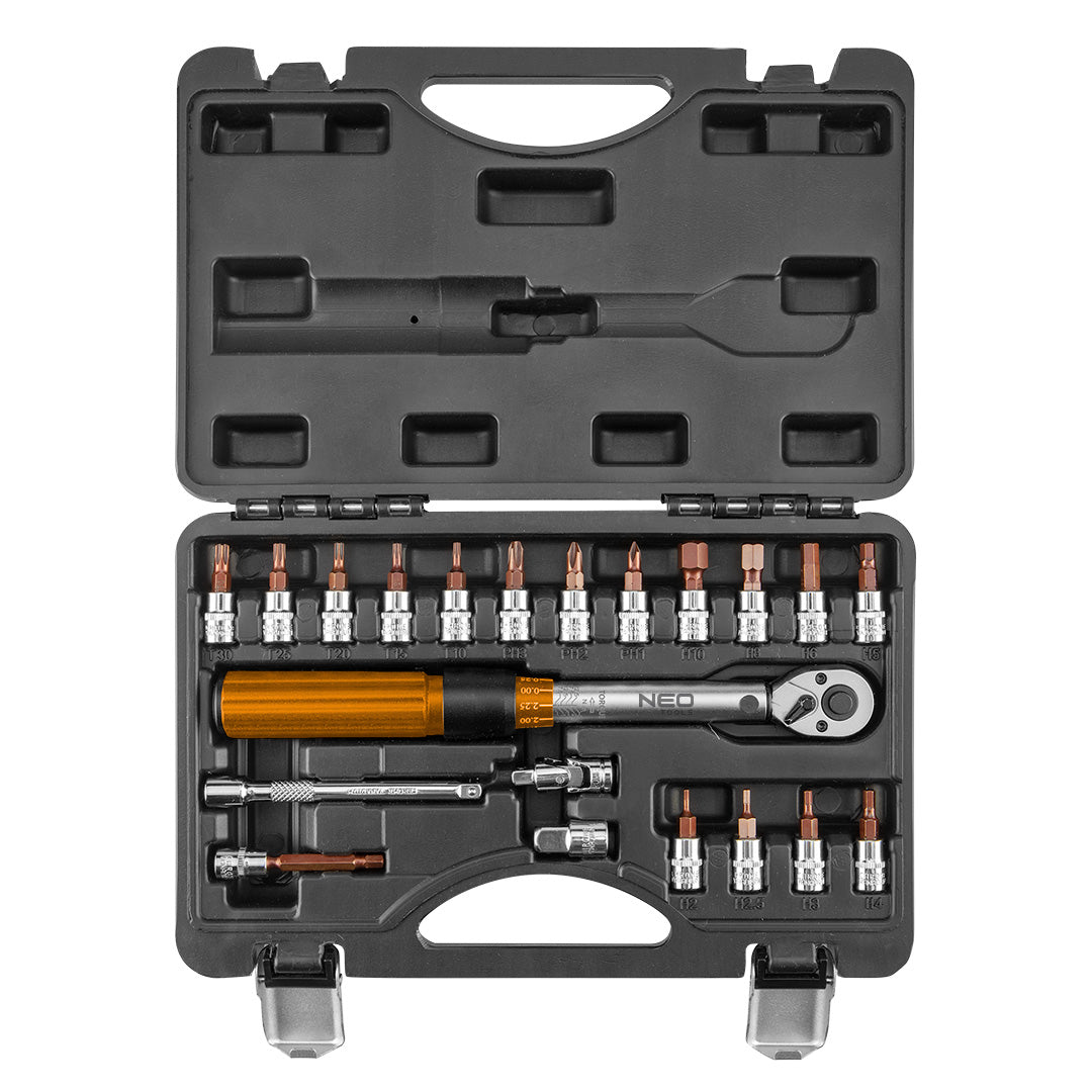 Momentový kľúč 1/4 ", 5-25 Nm, sada 21 ks od NEO TOOLS nájdeš na naravis.sk