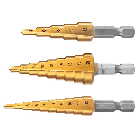Sada stupňovitých vrtákov HSS TiN, 3-20 mm, šesťhran, 3 ks. od NEO TOOLS nájdeš na naravis.sk