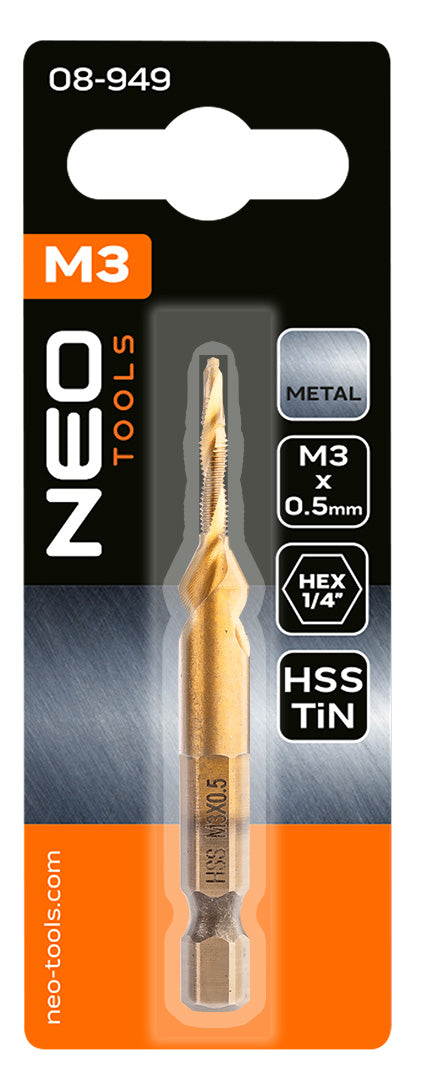 HSS TiN závitový vrták, M3x0,5 mm, Hex od NEO TOOLS nájdeš na naravis.sk