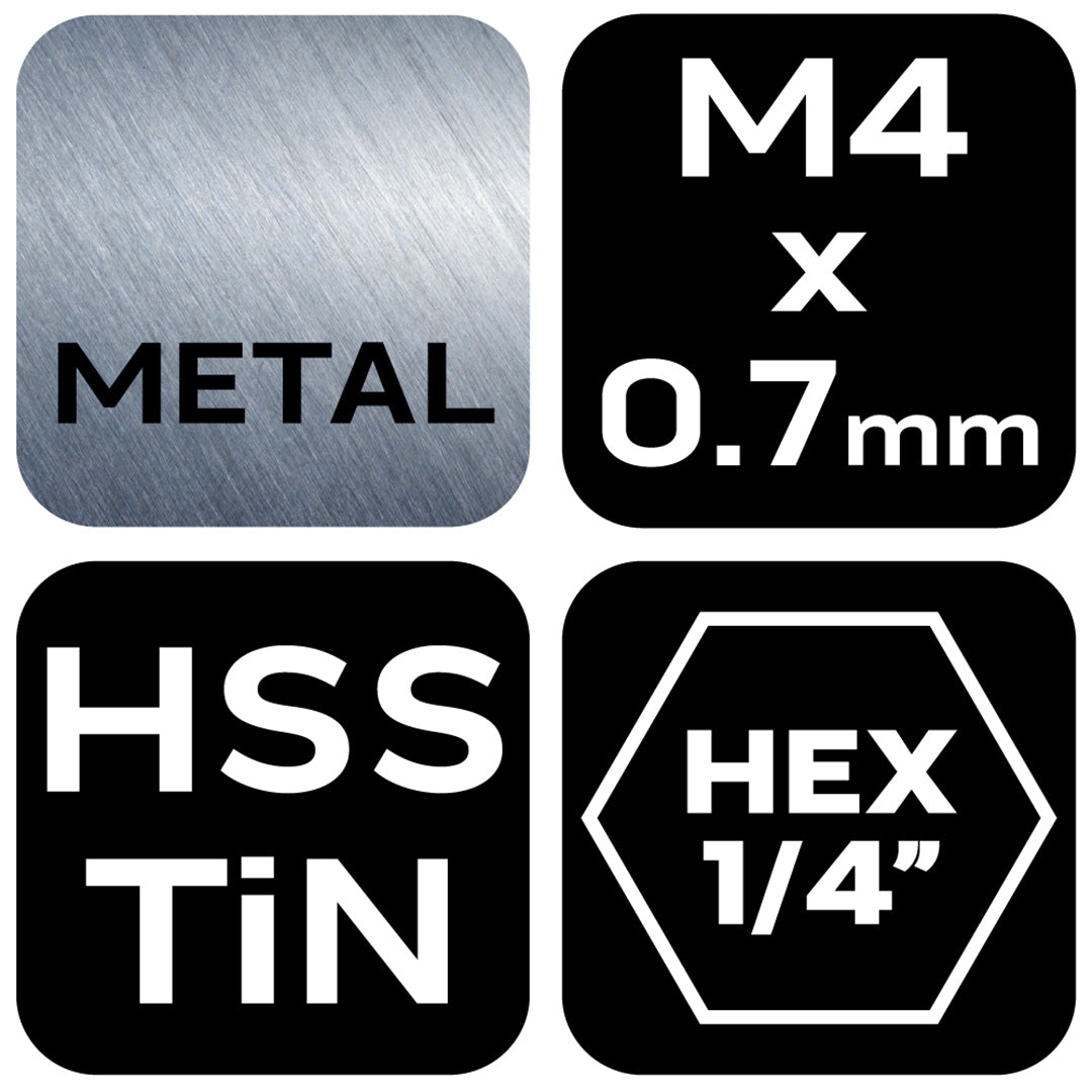 HSS TiN závitový vrták, M4x0,7 mm, Hex od NEO TOOLS nájdeš na naravis.sk