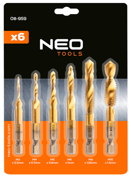 Sada vrtákov s HSS TiN závitom, M3 - M10, šesťhran, 6 ks. od NEO TOOLS nájdeš na naravis.sk