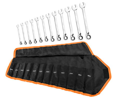Ráčnový a kombinovaný kľúč, sada 12 kusov, 8 - 19 mm, mäkké puzdro od NEO TOOLS nájdeš na naravis.sk