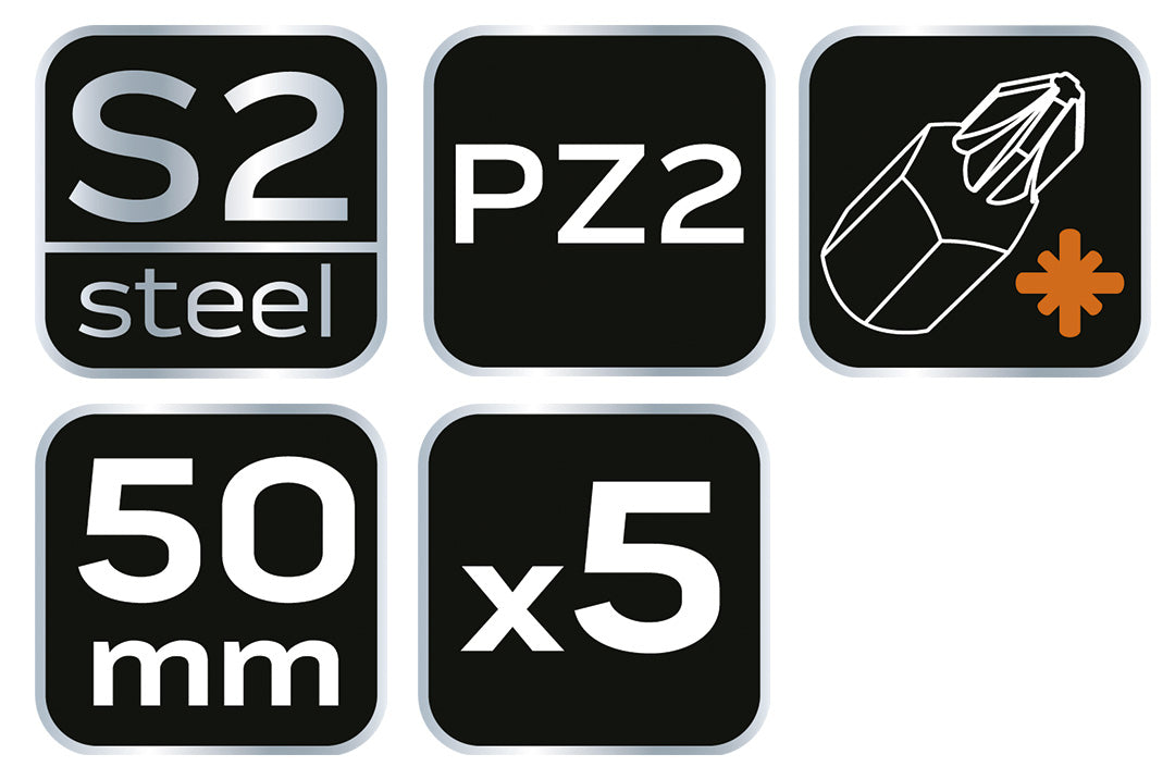 Rázové bity S2, 50 mm, PZ2 - 5 kusov. od NEO TOOLS nájdeš na naravis.sk