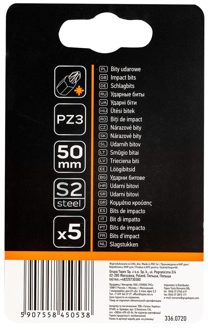 Rázové bity S2, 50 mm, PZ3 - 5 kusov. od NEO TOOLS nájdeš na naravis.sk