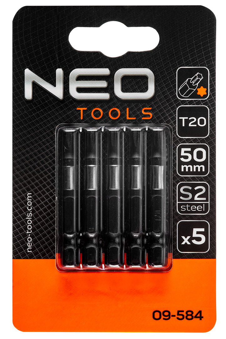 Rázové bity S2, 50 mm, T20 - 5 kusov. od NEO TOOLS nájdeš na naravis.sk