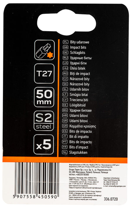 Rázové bity S2, 50 mm, T27 - 5 kusov. od NEO TOOLS nájdeš na naravis.sk