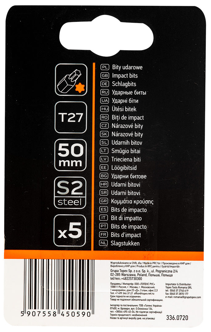 Rázové bity S2, 50 mm, T27 - 5 kusov. od NEO TOOLS nájdeš na naravis.sk
