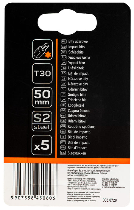 Rázové bity S2, 50 mm, T30 - 5 ks. od NEO TOOLS nájdeš na naravis.sk