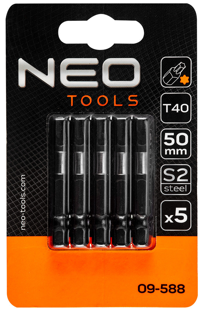 Rázové bity S2, 50 mm, T40 - 5 ks. od NEO TOOLS nájdeš na naravis.sk