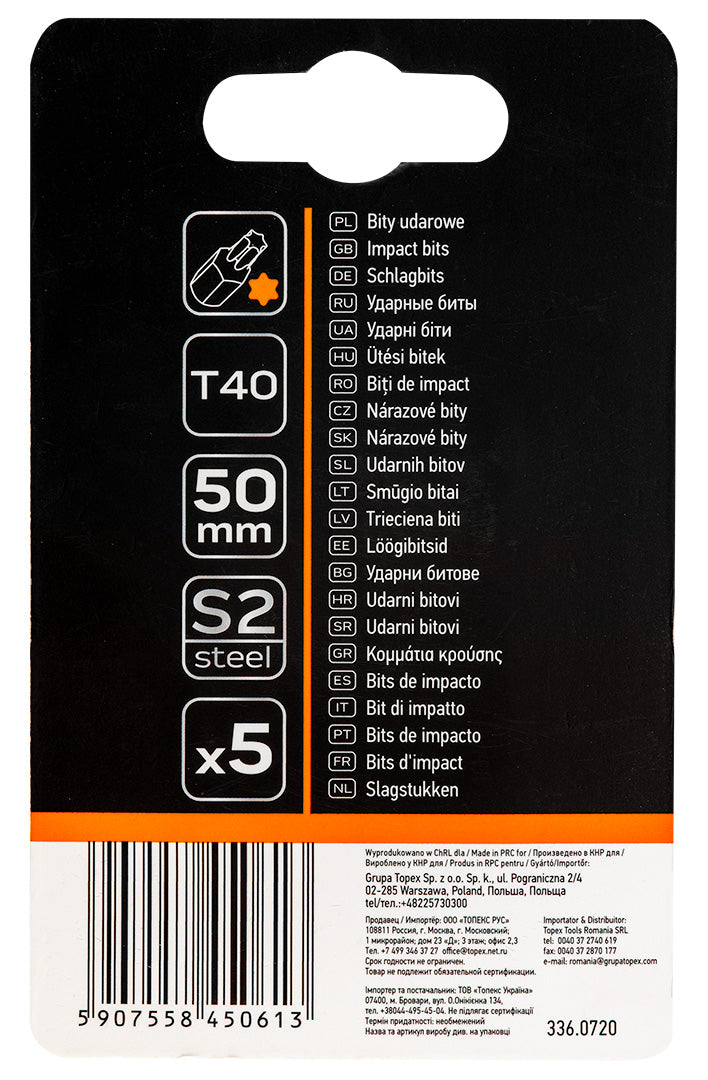 Rázové bity S2, 50 mm, T40 - 5 ks. od NEO TOOLS nájdeš na naravis.sk