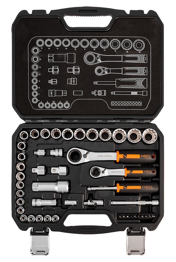 Sada priechodných nástrčných hlavíc 1/4", 3/8", 46 kusov, CrV od NEO TOOLS nájdeš na naravis.sk