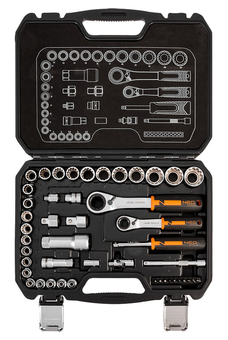 Sada priechodných nástrčných hlavíc 1/4", 3/8", 46 kusov, CrV od NEO TOOLS nájdeš na naravis.sk