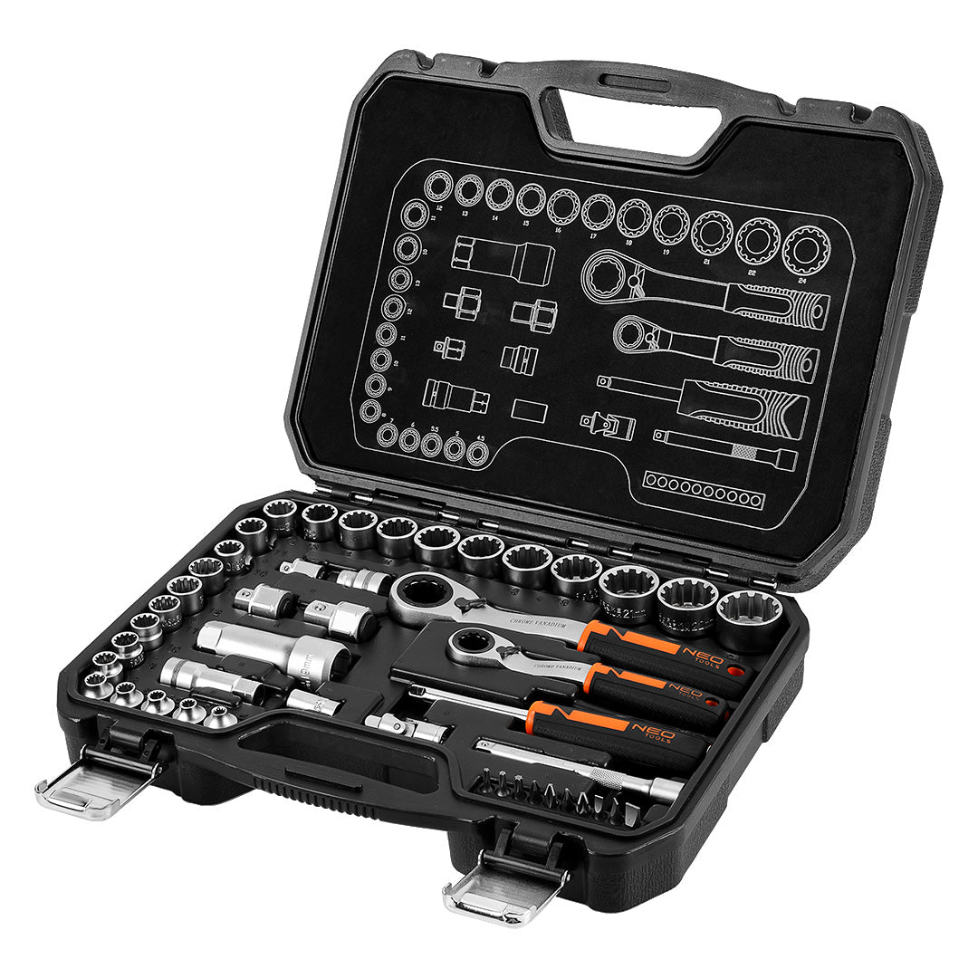 Sada priechodných nástrčných hlavíc 1/4", 3/8", 46 kusov, CrV od NEO TOOLS nájdeš na naravis.sk