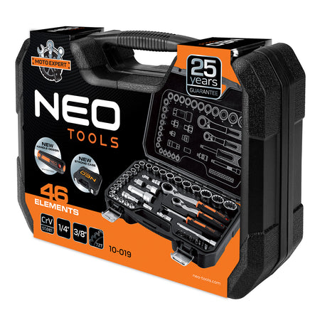 Sada priechodných nástrčných hlavíc 1/4", 3/8", 46 kusov, CrV od NEO TOOLS nájdeš na naravis.sk