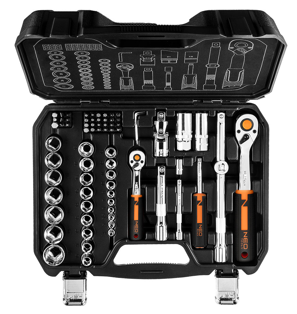 Sada nástrčných kľúčov 1/2", 1/4", 73 kusov, CrV od NEO TOOLS nájdeš na naravis.sk