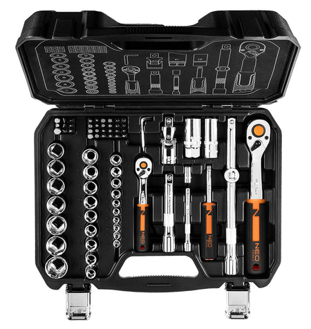 Sada nástrčných kľúčov 1/2", 1/4", 73 kusov, CrV od NEO TOOLS nájdeš na naravis.sk