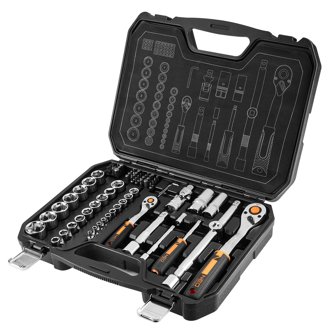 Sada nástrčných kľúčov 1/2", 1/4", 73 kusov, CrV od NEO TOOLS nájdeš na naravis.sk