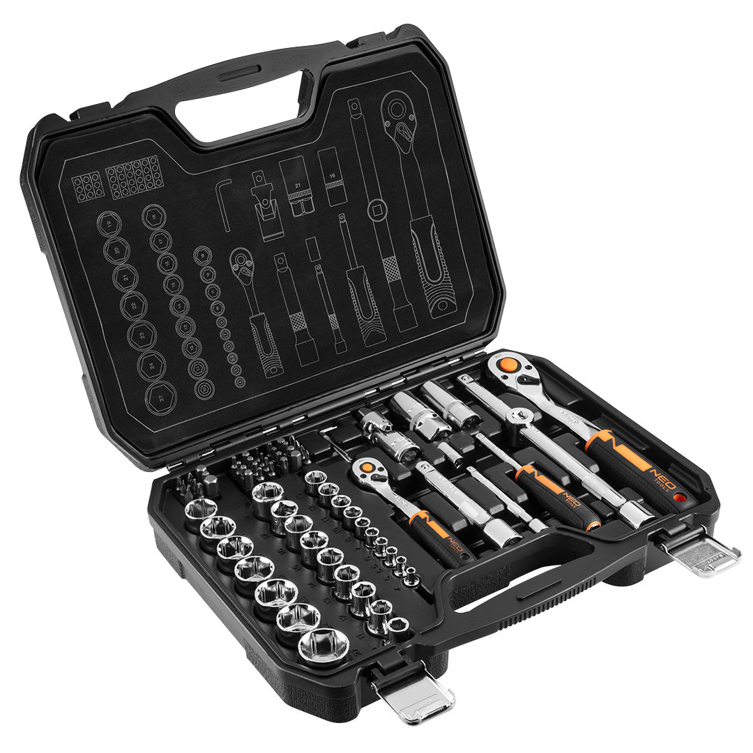 Sada nástrčných kľúčov 1/2", 1/4", 73 kusov, CrV od NEO TOOLS nájdeš na naravis.sk
