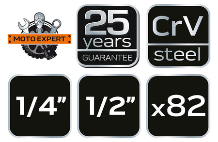 Sada nástrčných kľúčov 1/2", 1/4", 82 kusov, CrV od NEO TOOLS nájdeš na naravis.sk